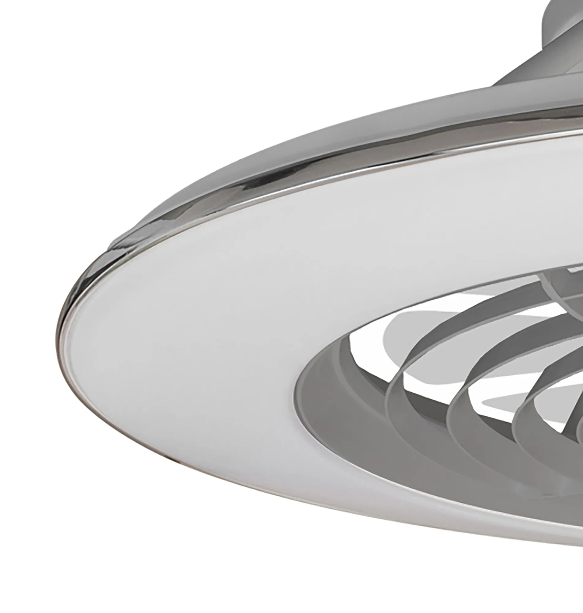 Alisio XL 73.5cm 95W LED Dimmable Ceiling Light & 58W DC Fan With Single Speed Reverse, Silver c/w Remote, APP & Alexa/Google Voice Control, 5900lm M7491  Mantra Ventilacion Alisio XL